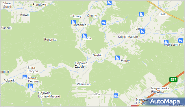 mapa Grębki, Grębki na mapie Targeo