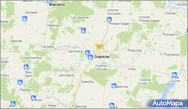 mapa Grębków, Grębków na mapie Targeo