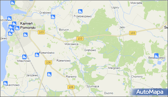 mapa Grębowo, Grębowo na mapie Targeo