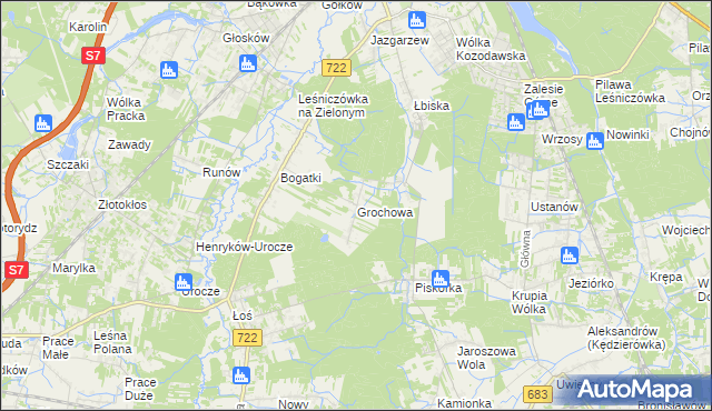 mapa Grochowa gmina Piaseczno, Grochowa gmina Piaseczno na mapie Targeo