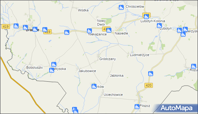 mapa Gródczany, Gródczany na mapie Targeo