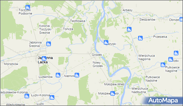 mapa Gródek gmina Jabłonna Lacka, Gródek gmina Jabłonna Lacka na mapie Targeo