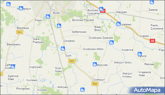 mapa Grodkowo-Włóki, Grodkowo-Włóki na mapie Targeo