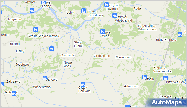 mapa Grodziczno gmina Rząśnik, Grodziczno gmina Rząśnik na mapie Targeo