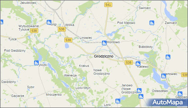 mapa Grodziczno powiat nowomiejski, Grodziczno powiat nowomiejski na mapie Targeo