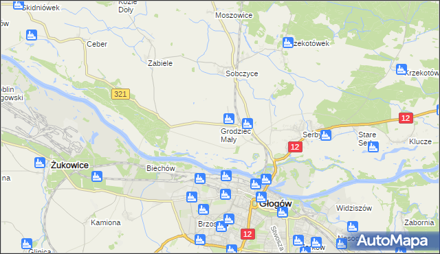 mapa Grodziec Mały, Grodziec Mały na mapie Targeo