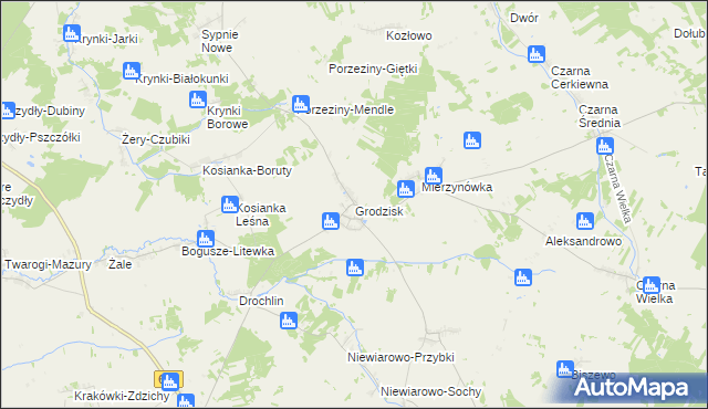 mapa Grodzisk powiat siemiatycki, Grodzisk powiat siemiatycki na mapie Targeo