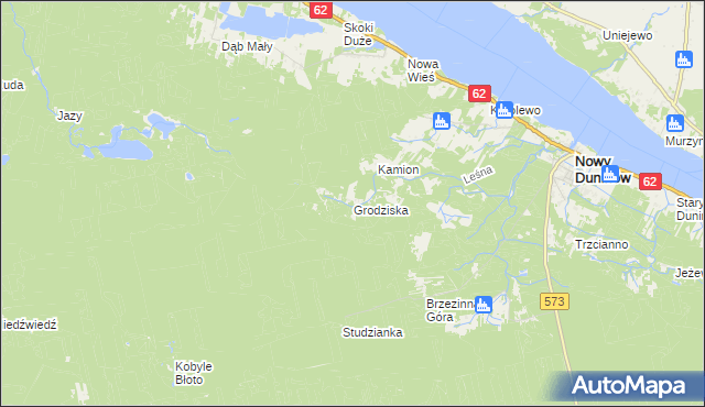 mapa Grodziska gmina Nowy Duninów, Grodziska gmina Nowy Duninów na mapie Targeo