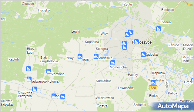 mapa Grodzisko gmina Radoszyce, Grodzisko gmina Radoszyce na mapie Targeo