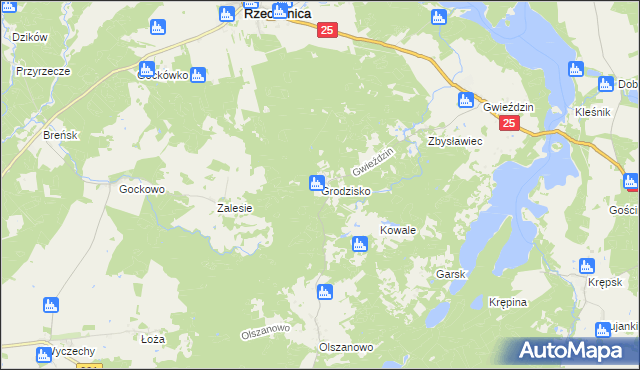 mapa Grodzisko gmina Rzeczenica, Grodzisko gmina Rzeczenica na mapie Targeo