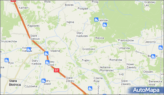 mapa Grodzisko gmina Stara Błotnica, Grodzisko gmina Stara Błotnica na mapie Targeo