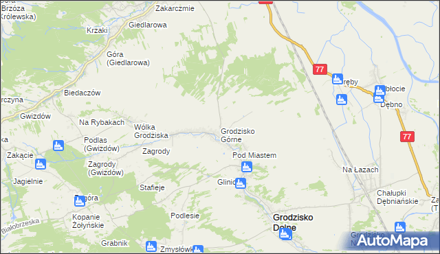 mapa Grodzisko Górne, Grodzisko Górne na mapie Targeo