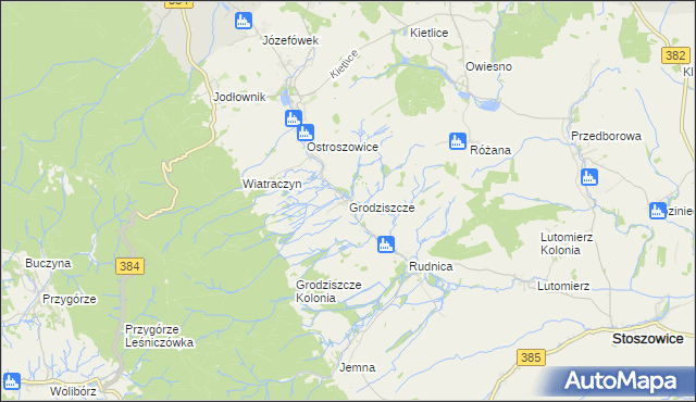 mapa Grodziszcze gmina Stoszowice, Grodziszcze gmina Stoszowice na mapie Targeo