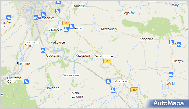 mapa Grodziszcze gmina Świdnica, Grodziszcze gmina Świdnica na mapie Targeo