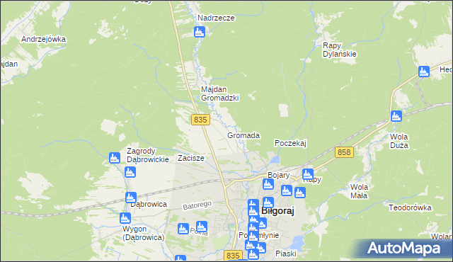 mapa Gromada gmina Biłgoraj, Gromada gmina Biłgoraj na mapie Targeo