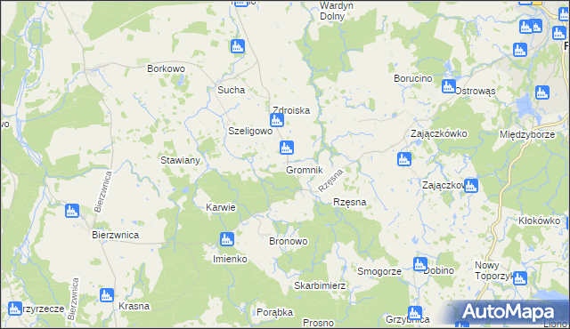 mapa Gromnik gmina Połczyn-Zdrój, Gromnik gmina Połczyn-Zdrój na mapie Targeo