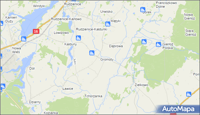 mapa Gromoty, Gromoty na mapie Targeo