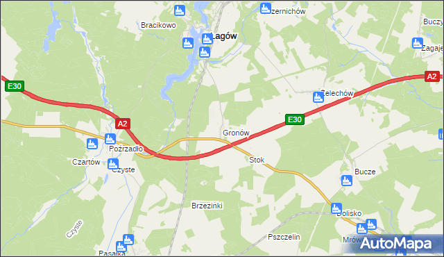 mapa Gronów gmina Łagów, Gronów gmina Łagów na mapie Targeo