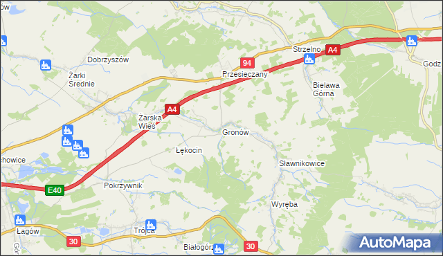 mapa Gronów gmina Zgorzelec, Gronów gmina Zgorzelec na mapie Targeo