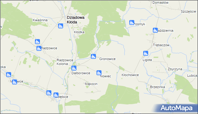 mapa Gronowice gmina Dziadowa Kłoda, Gronowice gmina Dziadowa Kłoda na mapie Targeo