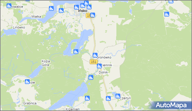 mapa Gronówko gmina Ińsko, Gronówko gmina Ińsko na mapie Targeo