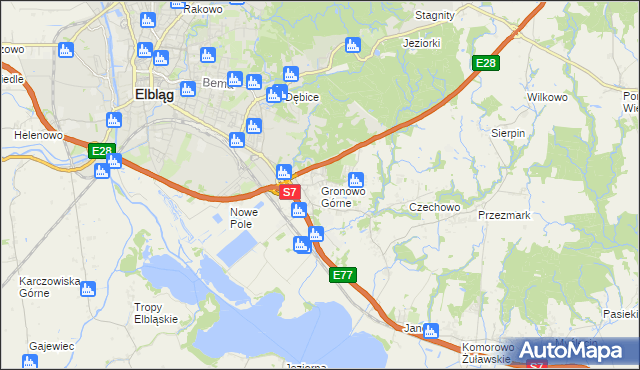 mapa Gronowo Górne, Gronowo Górne na mapie Targeo