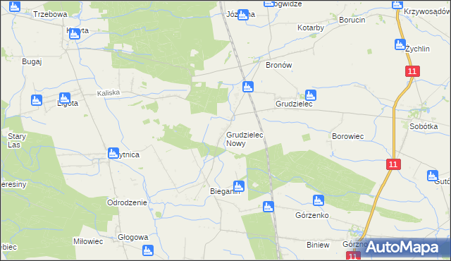 mapa Grudzielec Nowy, Grudzielec Nowy na mapie Targeo