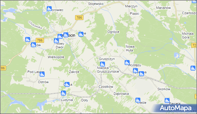 mapa Gruszczyn gmina Krasocin, Gruszczyn gmina Krasocin na mapie Targeo