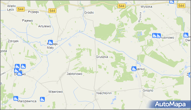 mapa Gruszka gmina Płośnica, Gruszka gmina Płośnica na mapie Targeo