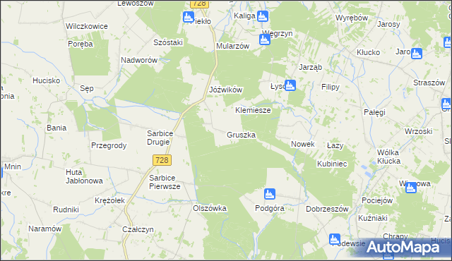 mapa Gruszka gmina Radoszyce, Gruszka gmina Radoszyce na mapie Targeo