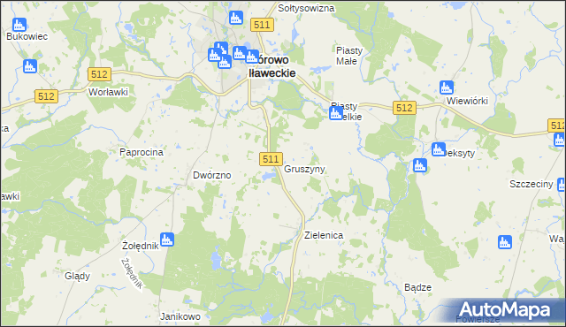 mapa Gruszyny, Gruszyny na mapie Targeo