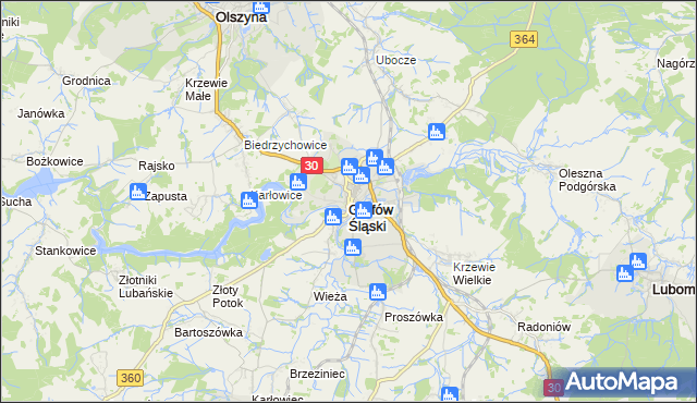 mapa Gryfów Śląski, Gryfów Śląski na mapie Targeo