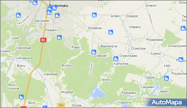 mapa Grzebień, Grzebień na mapie Targeo