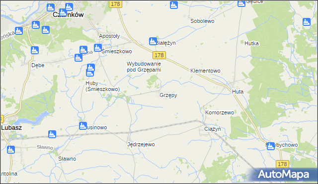 mapa Grzępy, Grzępy na mapie Targeo