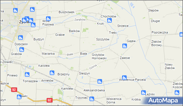 mapa Grzybów Hornowski, Grzybów Hornowski na mapie Targeo