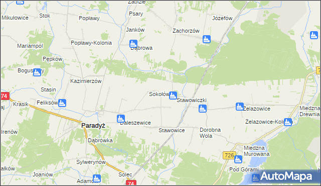 mapa Grzymałów gmina Paradyż, Grzymałów gmina Paradyż na mapie Targeo