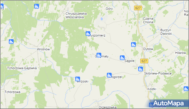 mapa Grzymały gmina Kosów Lacki, Grzymały gmina Kosów Lacki na mapie Targeo