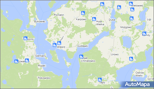 mapa Gubławki, Gubławki na mapie Targeo