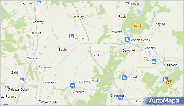 mapa Gucin gmina Czerwin, Gucin gmina Czerwin na mapie Targeo