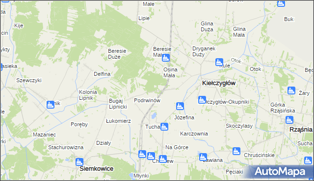 mapa Gumnisko gmina Kiełczygłów, Gumnisko gmina Kiełczygłów na mapie Targeo