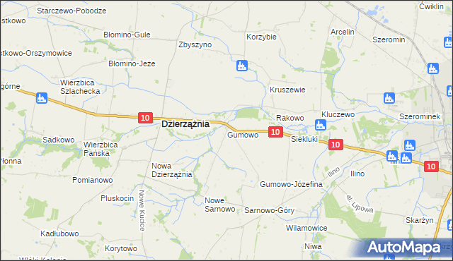 mapa Gumowo gmina Dzierzążnia, Gumowo gmina Dzierzążnia na mapie Targeo