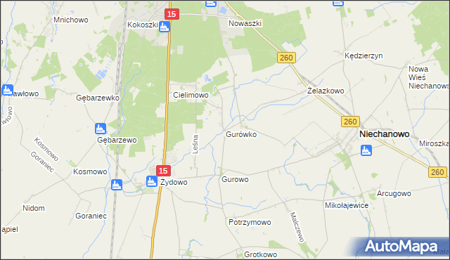 mapa Gurówko, Gurówko na mapie Targeo
