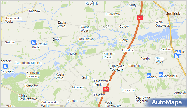 mapa Gustawów gmina Zakrzew, Gustawów gmina Zakrzew na mapie Targeo