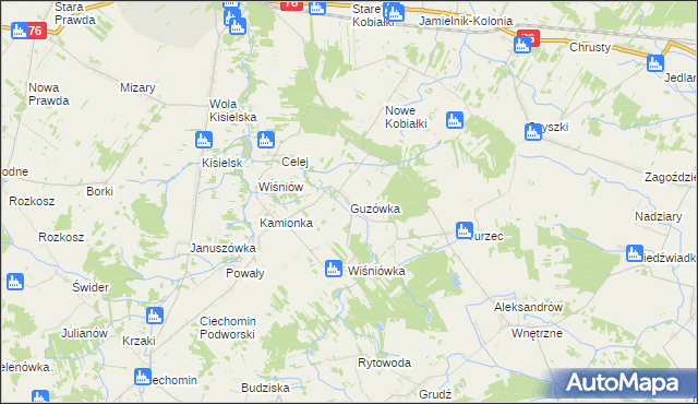mapa Guzówka gmina Stoczek Łukowski, Guzówka gmina Stoczek Łukowski na mapie Targeo
