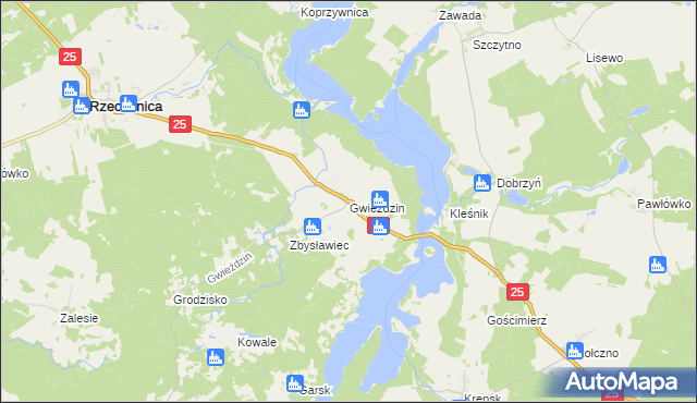 mapa Gwieździn, Gwieździn na mapie Targeo