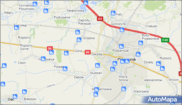mapa Gwizdaj, Gwizdaj na mapie Targeo