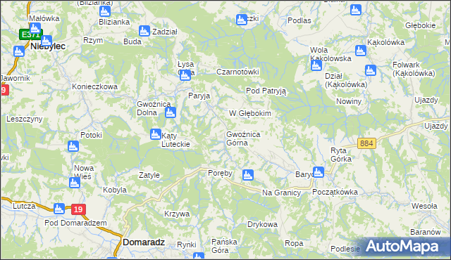 mapa Gwoźnica Górna, Gwoźnica Górna na mapie Targeo