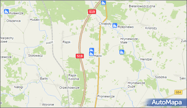 mapa Haćki, Haćki na mapie Targeo