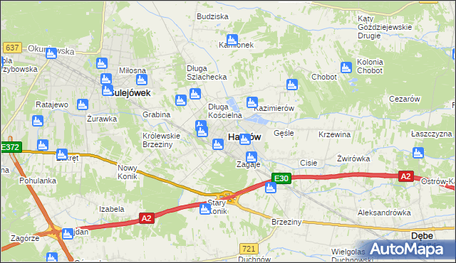 mapa Halinów powiat miński, Halinów powiat miński na mapie Targeo