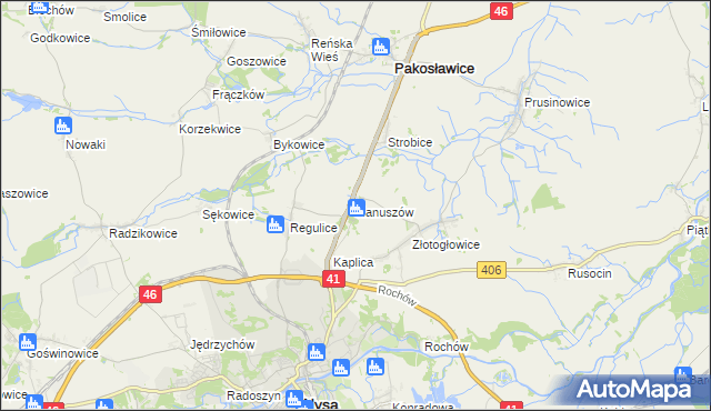 mapa Hanuszów, Hanuszów na mapie Targeo